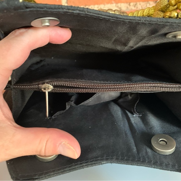 TONI Vintage Purse Black Cloth with Medallion - Picture 8 of 9